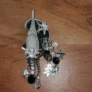 Vintage Lunch at the Ritz Chrysler Building Clip earrings silver and black